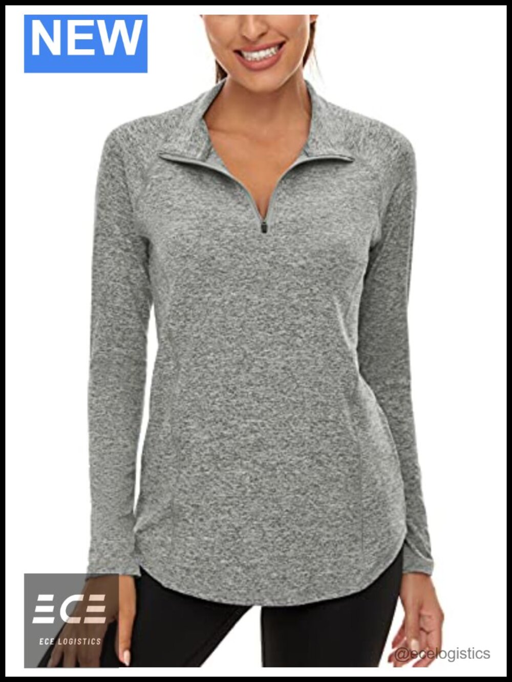 UPF 50+ Long Sleeve Quarter Zip Pullover Athletic Workout Hiking Top